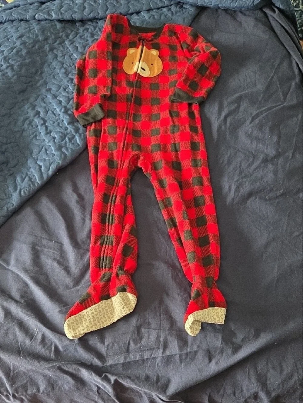 Red Black Buffalo Plaid Footie Pajamas, Size 4t, Carters & Children's Place, 4t